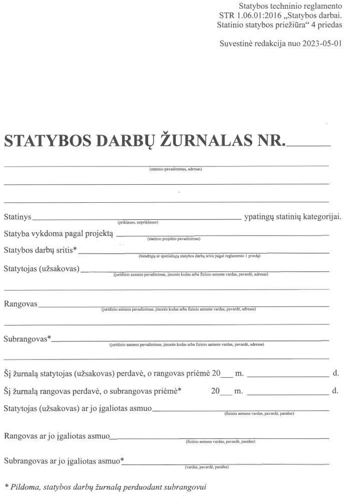 Technoinform Statybos darbų žurnalas, A4 (106) 0720-051