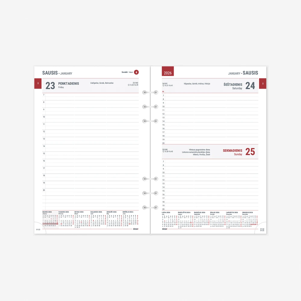 Timer Kalendorius MAXI organizer 2027 A5, oda, juoda