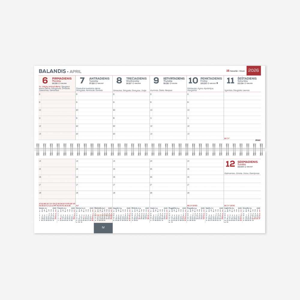 Timer Kalendorius MEMO ECO 2026, 290 x 110 mm, kartoninis, juodos sp.