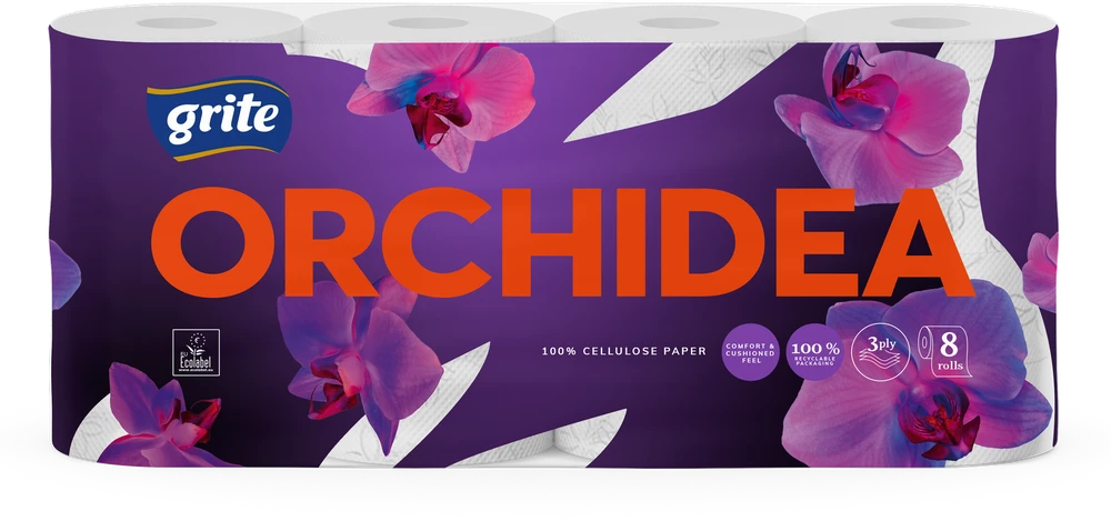 Tualetinis popierius GRITE Orchidea, 3 sluoksnių, 8vnt
