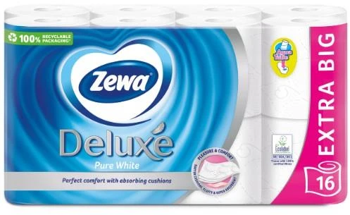 Tualetinis popierius ZEWA Deluxe Pure Baltas, 3 sluoksnių, 16 vnt., 20, 7 m.