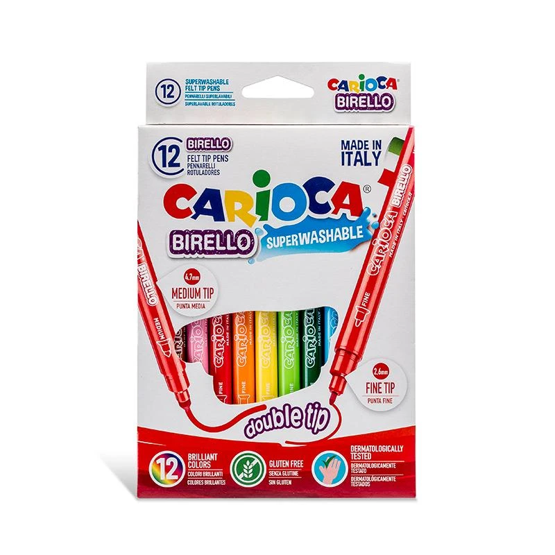 Flomasteriai CARIOCA BIRELLO, dvipusiai, 12 spalvų