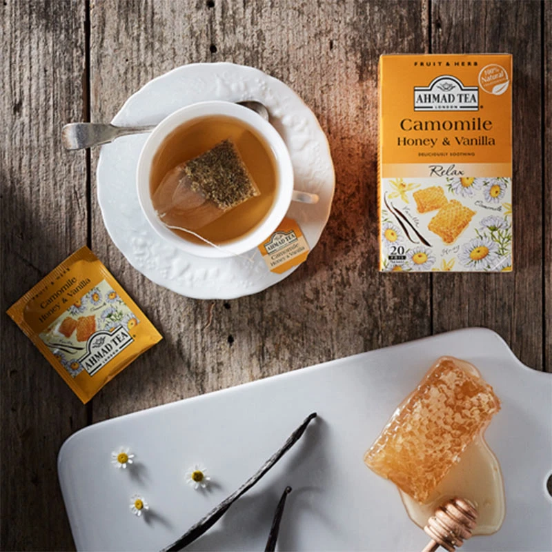 Ahmad Camomile Honey & Vanilla arbatos kompozicija