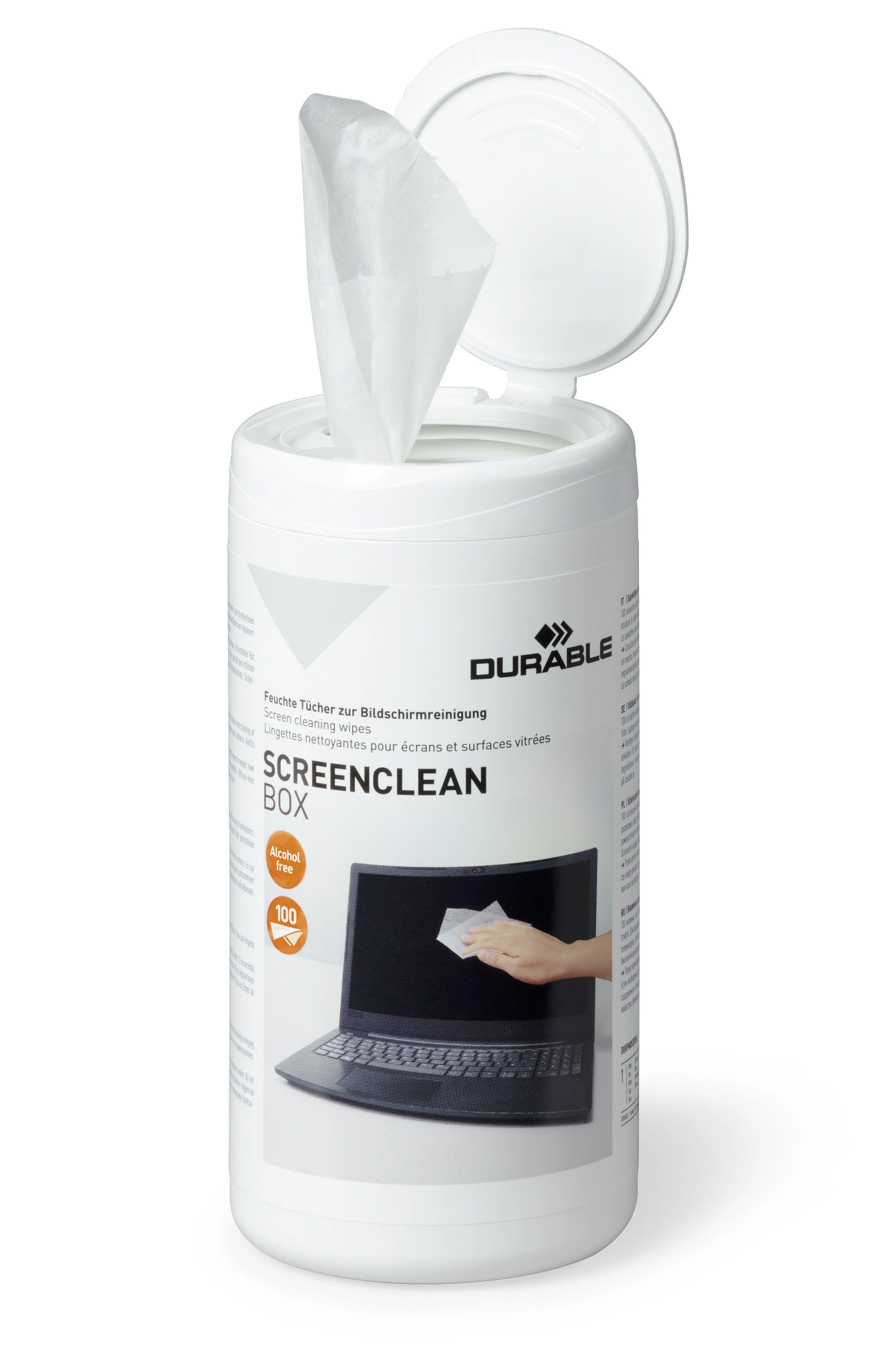 Valiklis Servetėlės kompiuterio ekranui valyti DURABLE Screenclean, 100 vnt., šlapios