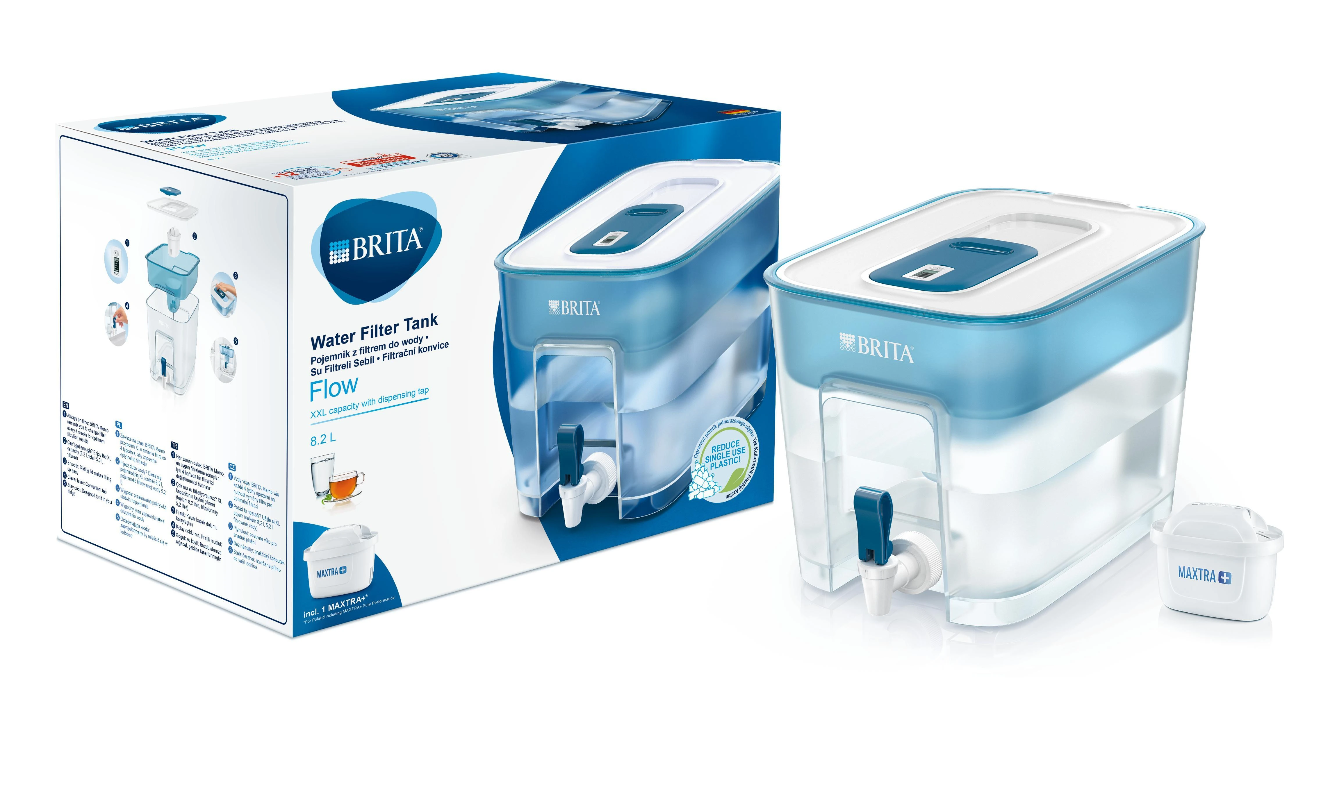 Vandens filtras-talpa BRITA FLOW, 8,2L, mėlynos spalvos