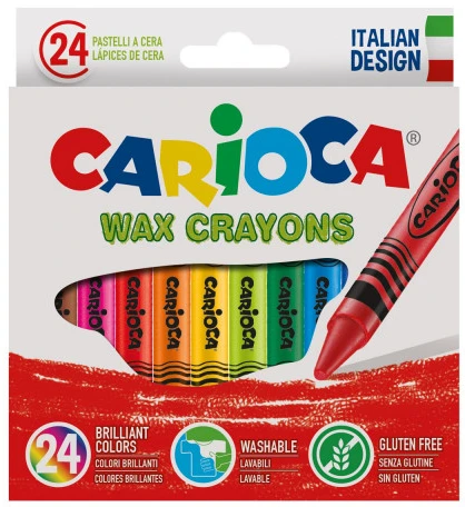 Vaškinės kreidelės CARIOCA 24 spalvos, nuplaunamos
