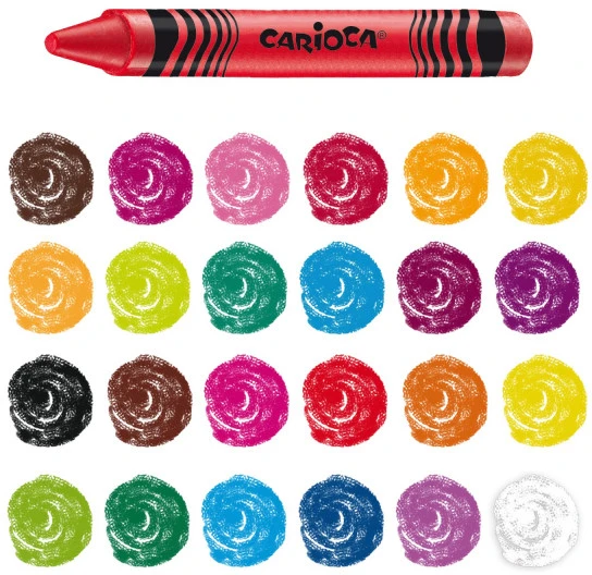 Vaškinės kreidelės CARIOCA 24 spalvos, nuplaunamos