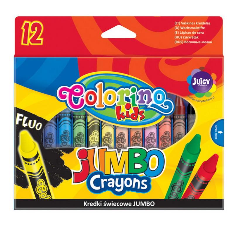 Vaškinės kreidelės JUMBO COLORINO, 12 spalvų