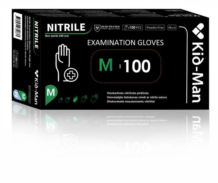 Nitrilinės juodos pirštinės Kid-Man M 100 vnt