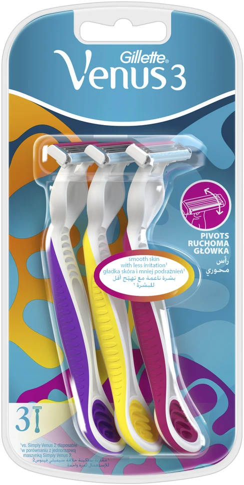 Gillette Vienkartiniai skustuvai VENUS 3, 3 vnt.