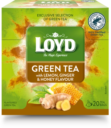 Žalioji arbata LOYD Žalias Lemon, Honey, Ginger 20x2g