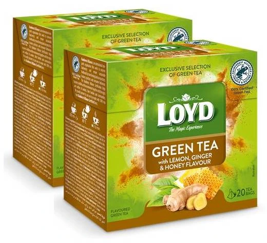 Žalioji arbata LOYD Žalias Lemon, Honey, Ginger 20x2g