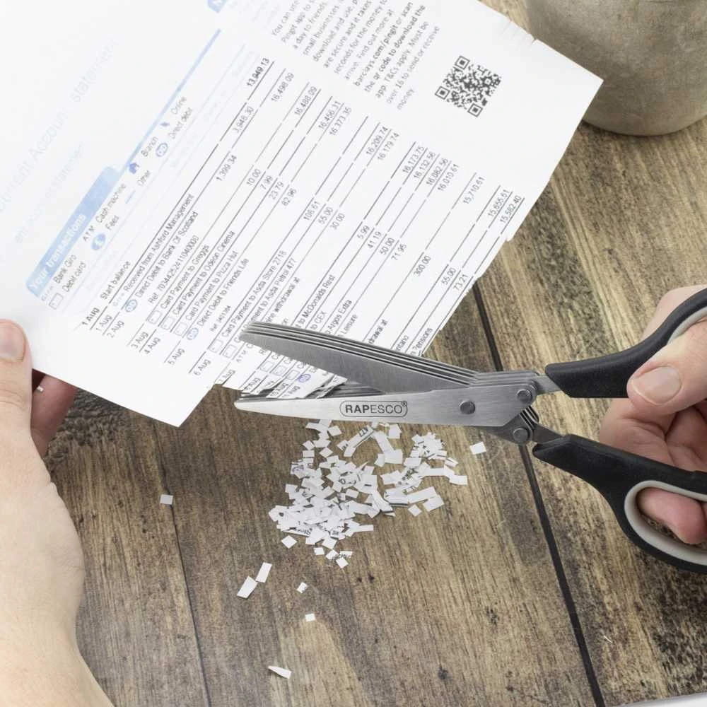 Rapesco daugiaašmenės žirklės popieriui smulkinti