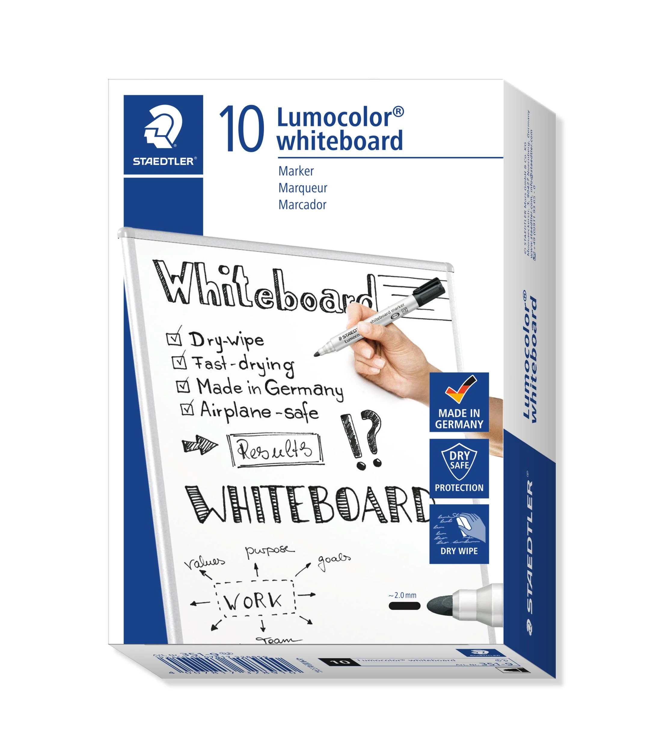 Žymeklis baltai lentai STAEDTLER LUMOCOLOR 351, 2 mm, JUODA