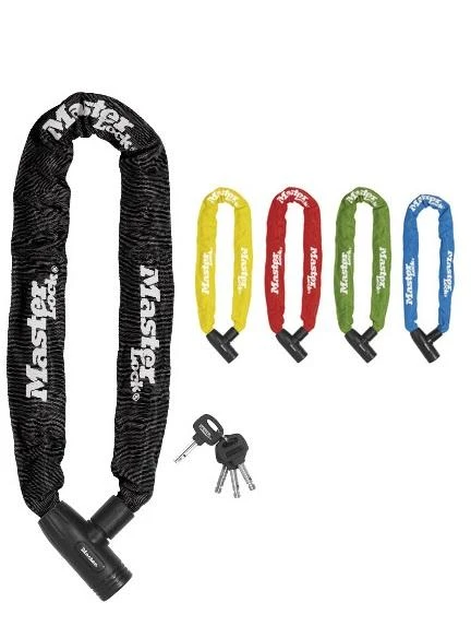 Masterlock MASTER LOCK Grūdinto plieno dviračio spyna su nailoniniu apvalkalu ir 2 raktais