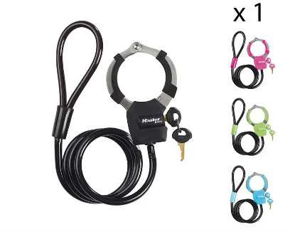 Masterlock MASTER LOCK Antrankių tipo trosinė spyna su vinilo apvalkalu ir 4 raktais (Dydis: Mėlyna)