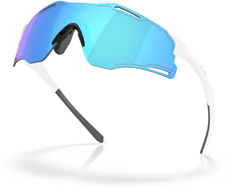 OAKLEY CYBR ZERO Polished Baltas/Prizm Sapphire sportiniai akiniai