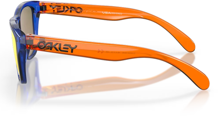 Oakley Frogskins XXS akiniai oranžinėmis kojelėmis iš šono