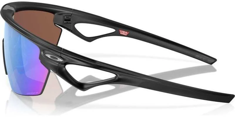 Oakley Sphaera akiniai – šoninis profilis ir mėlynas stiklas