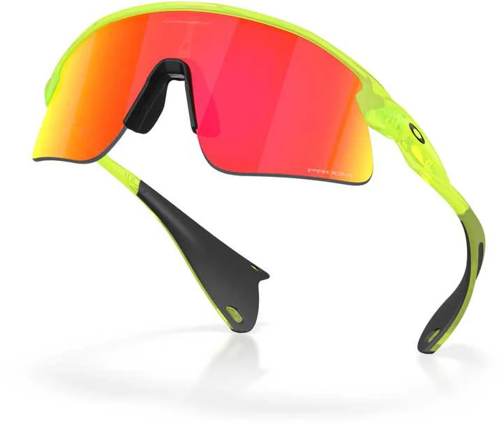 Oakley Stunt Devil akiniai, neoninis korpusas ir raudoni lęšiai
