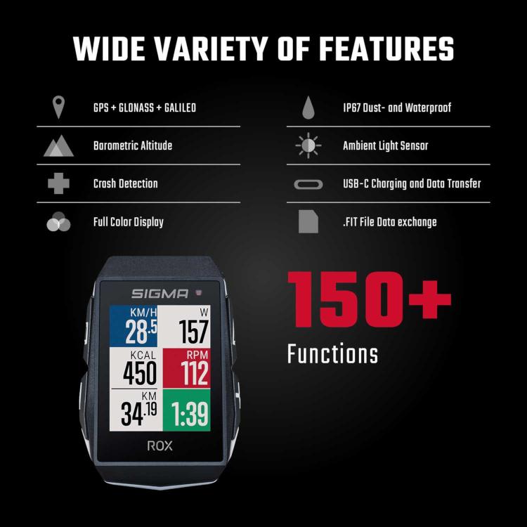 Sigma Sport ROX 11.1 Evo GPS dviračio kompiuteris, Juodas