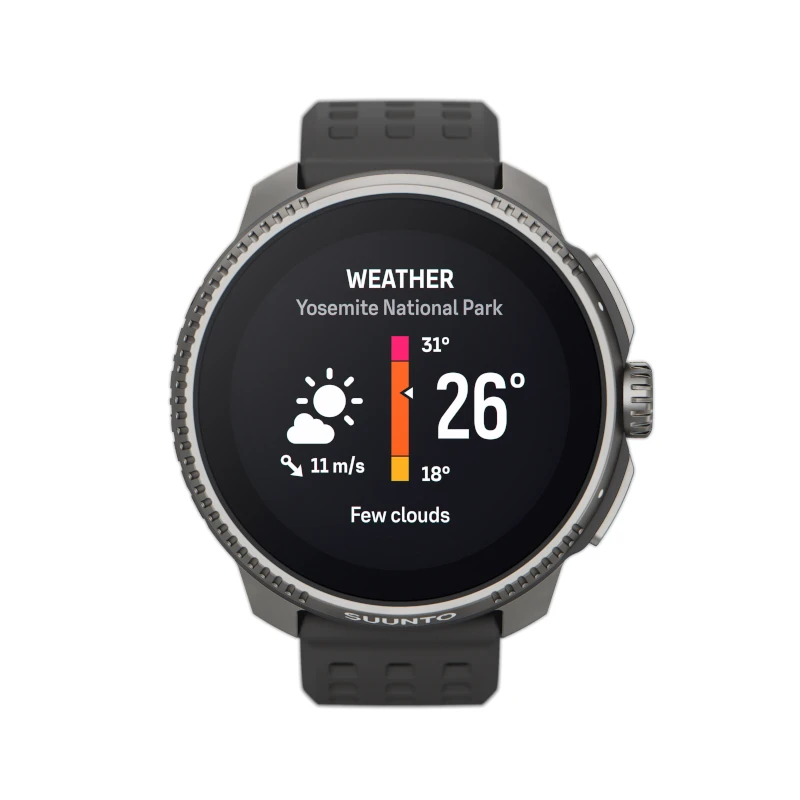 Išmanusis laikrodis Suunto Race Titanium Charcoal, Tamsiai pilkos spalvos korpusas su juodos spalvos dirželiu