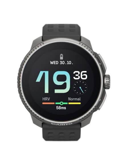 Išmanusis laikrodis Suunto Race Titanium Charcoal, Tamsiai pilkos spalvos korpusas su juodos spalvos dirželiu