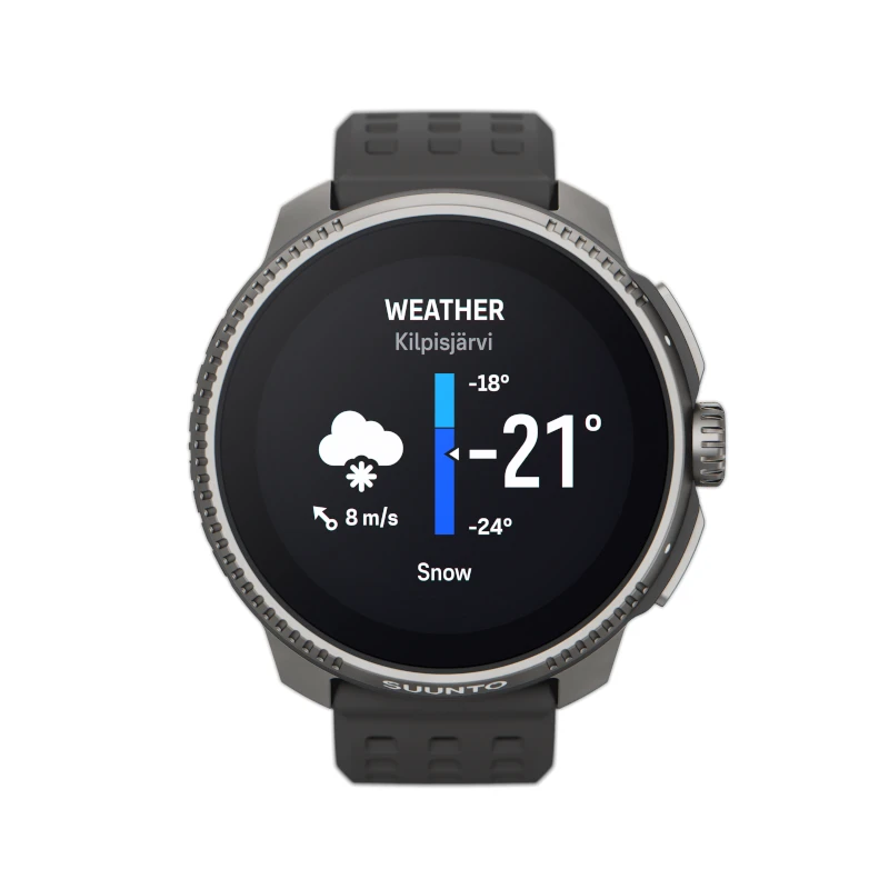 Išmanusis laikrodis Suunto Race Titanium Charcoal, Tamsiai pilkos spalvos korpusas su juodos spalvos dirželiu