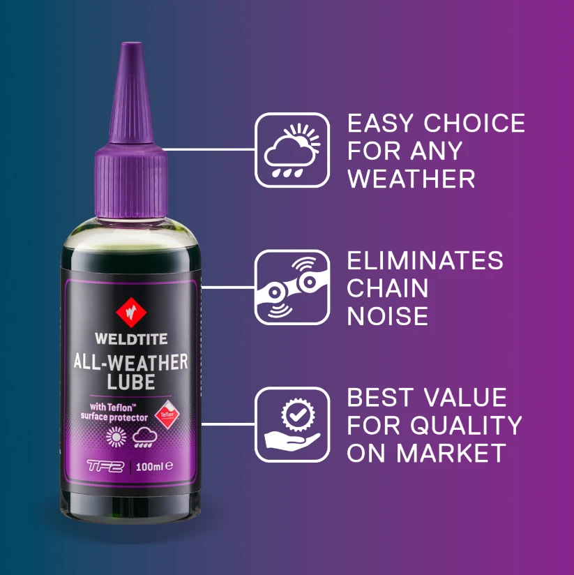 WELDTITE ALL-WEATHER dviračio grandinės alyva su teflonu visoms oro sąlygoms 100ml