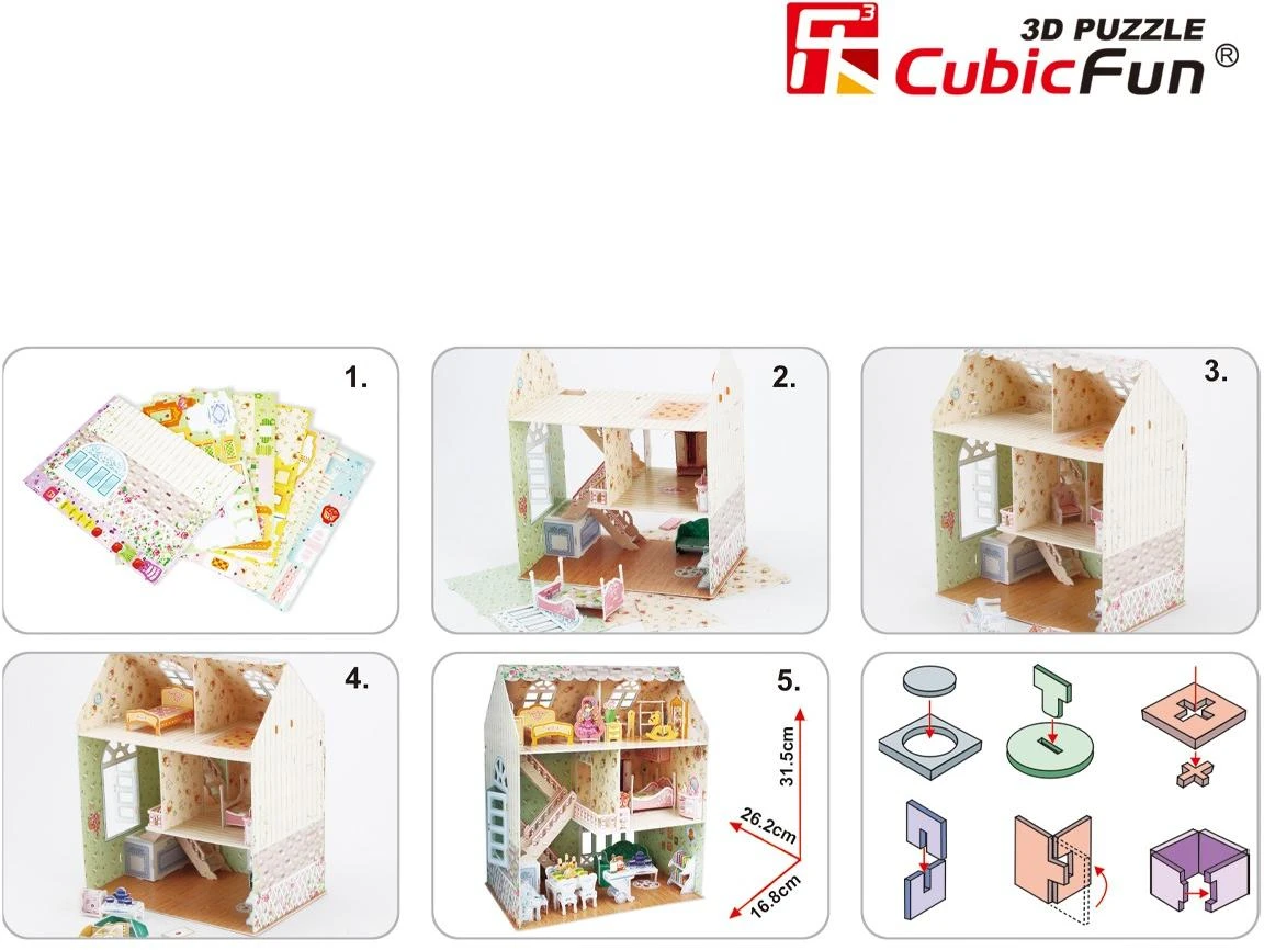 Puzzle CUBICFUN 3D dėlionė (vidutinė) „Lėlių namas“