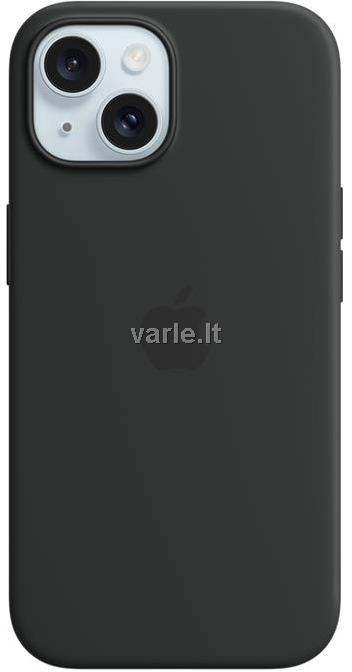 Apple iPhone 15 Silikoninis dėklas with MagSafe - Juodas
