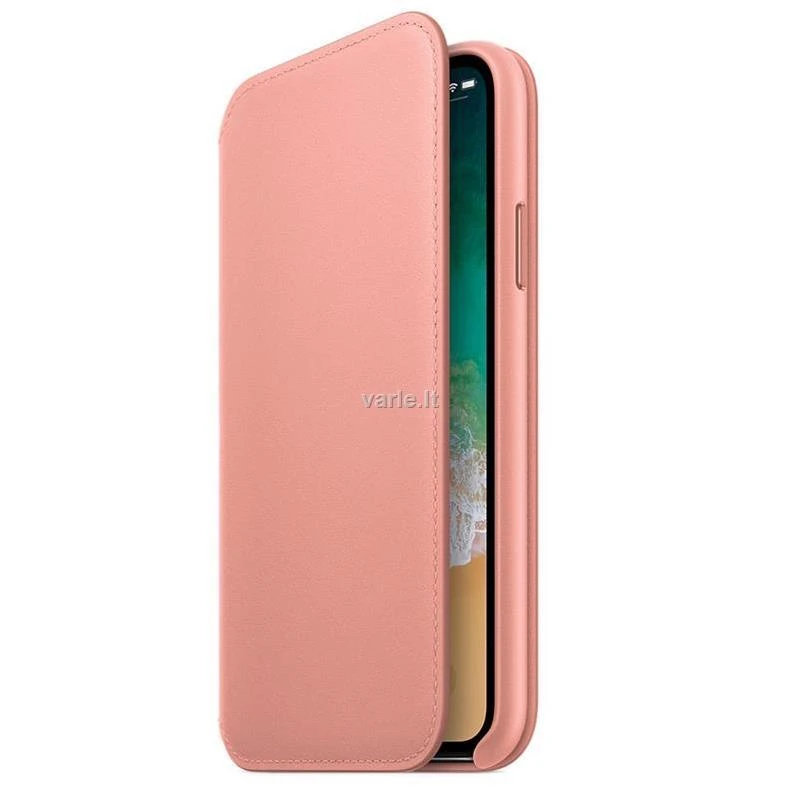 Apple iPhone X odinis atverčiamas dėklas - Rožinis (Soft Pink)
