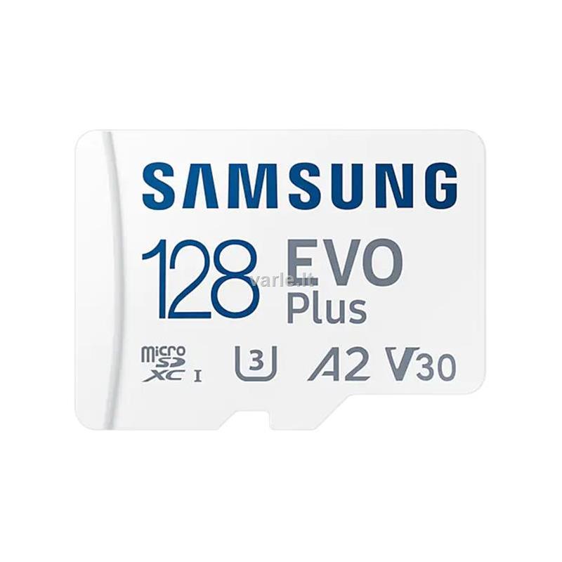Atminties kortelė Samsung EVO Plus microSD 128 GB, Baltos spalvos aprašymas - Prekės nuotrauka