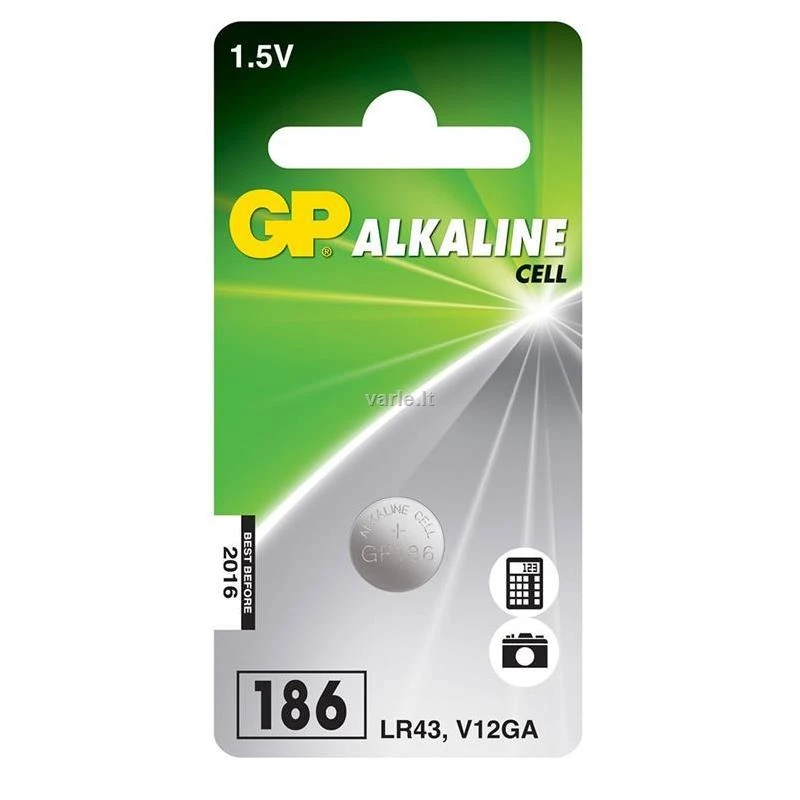 GP LR43 baterija pakuotėje