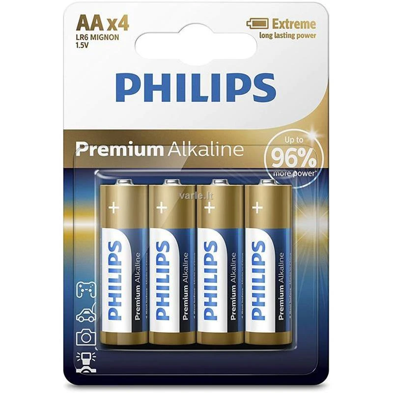 Philips AA 1.5V šarminių baterijų pakuotė
