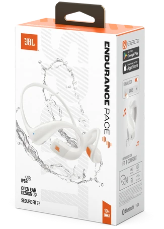 Belaidės ausinės JBL Endurance Pace, baltos spalvos