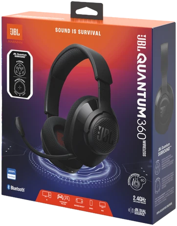 Belaidės ausinės JBL Quantum 360, juodos spalvos