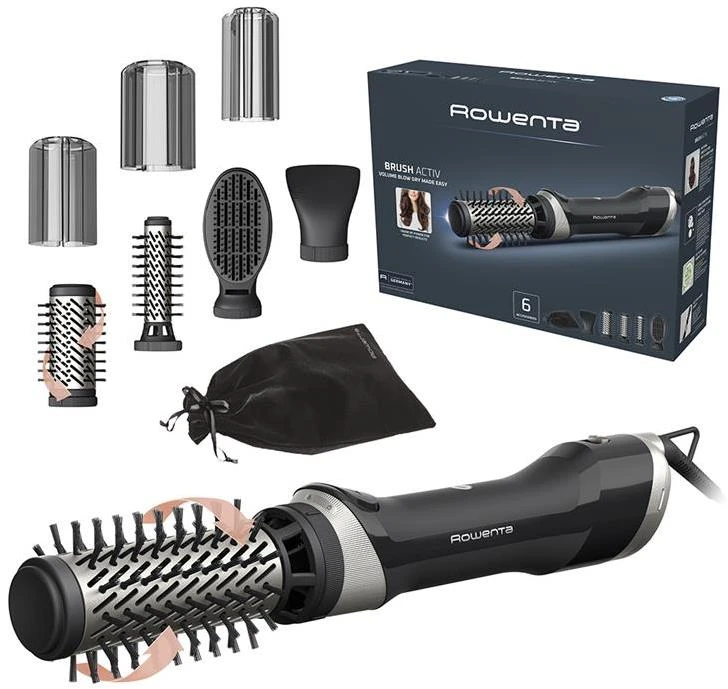 Rowenta Activ UB9540F0 hair styling tool Hot air brush Warm Juodas, Sidabrinis 1000 W