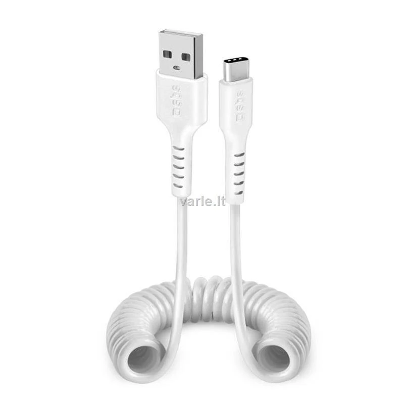 USB kabelis SBS Mobile USB-A - USB-C 1 m Baltas (TECABLETYPCS1W)