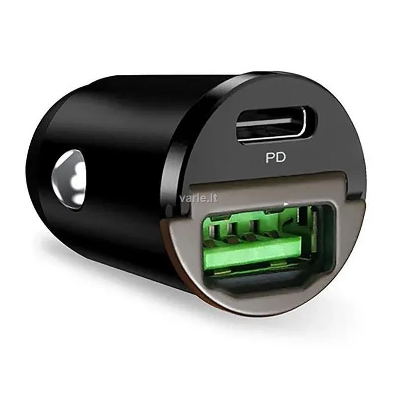 Nezatříděno Mini mašininis greitasis kroviklis PURO 1 x UAB-A, 1 x USB-C, PD, 30W, juodas / FCMCHUSBAC30WBLK