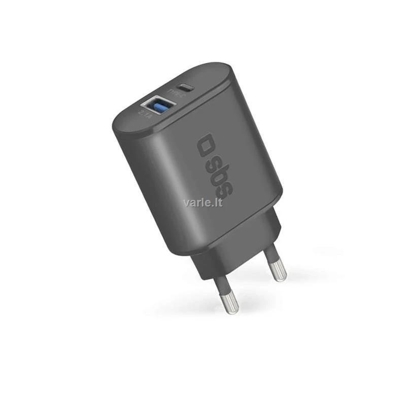 SBS Įkroviklis jungiama į tinklą 1 USB 2.1 A + Type C output 2.1