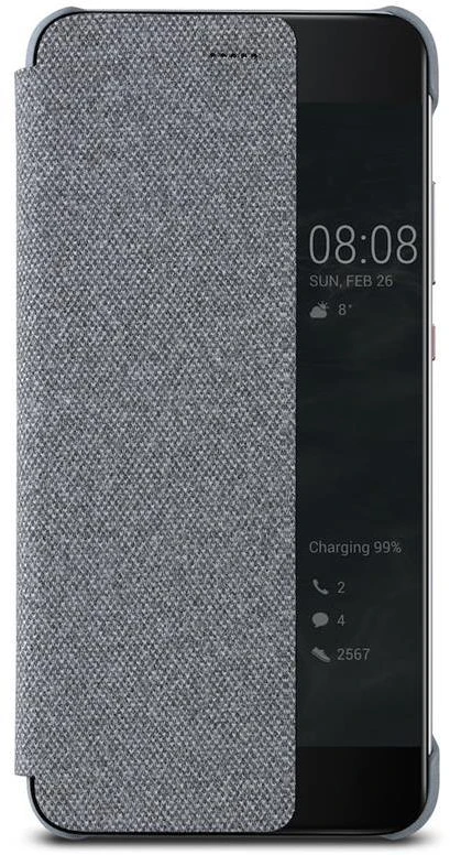 Huawei P10 Plus atverčiamas dėklas Smart View Sidabrinis
