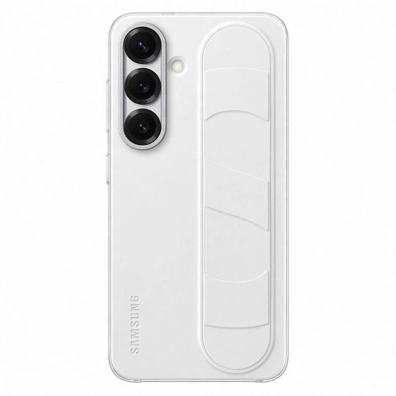 112803 Samsung Standing Grip Galaxy S25 dėklas telefonui baltos spalvos