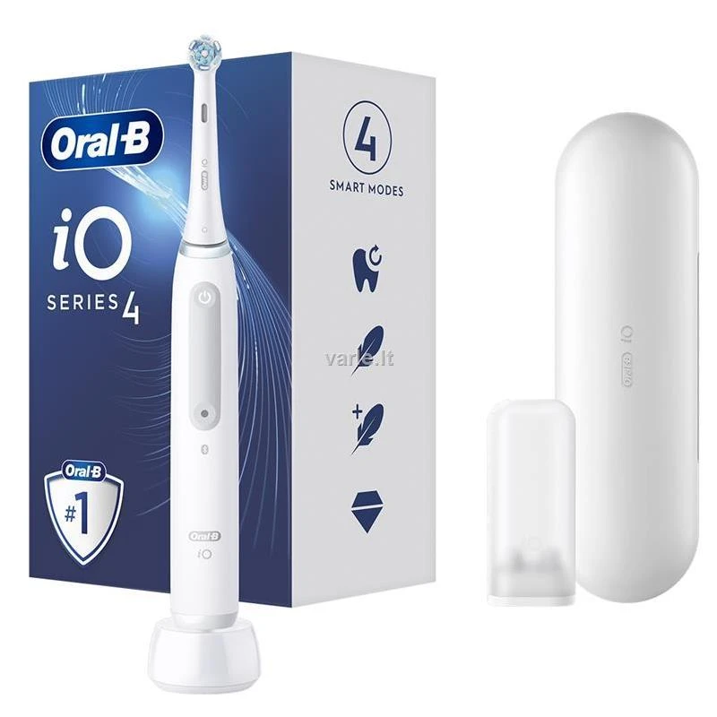 Braun Oral-B iO4 elektrinis dantų šepetėlis baltas Quite Baltas
