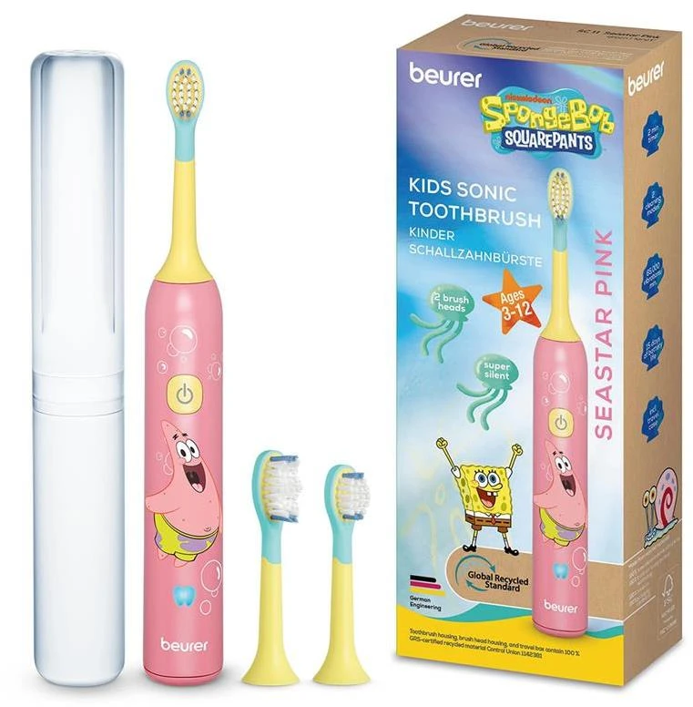 Elektrinis „Sonic Kids“ dantų šepetėlis, „Beurer“ Kempiniukas, rožinis SC11
