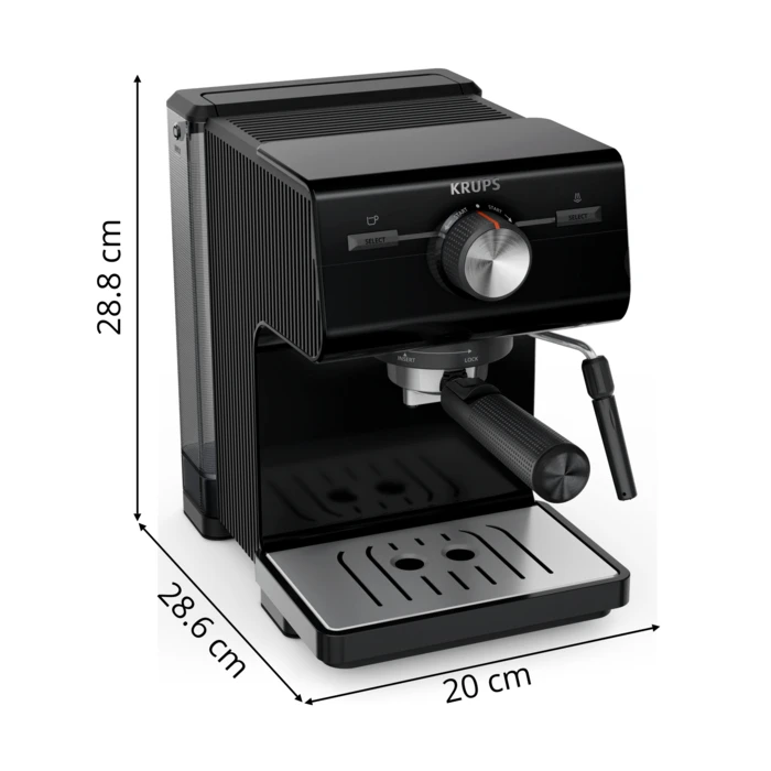 Espreso kavos aparatas Krups Authentic XP381810, juodas +DOVANA Lavazza kavos pupelės