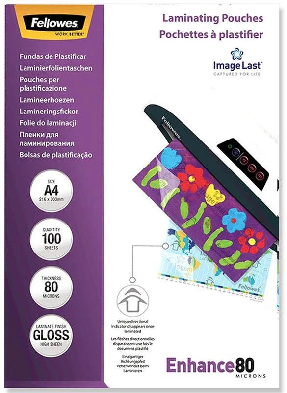 Fellowes Laminavimo vokeliai BERGAI, 80 mic, A4, 100 vnt.