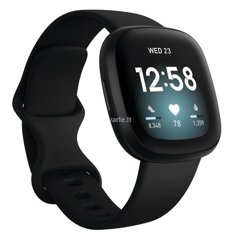 Išmanusis laikrodis Fitbit Versa 3, Juodas | Varle.lt