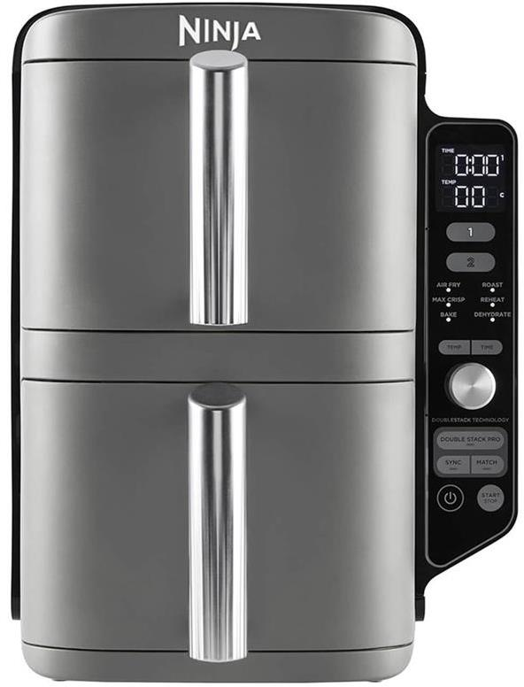 Karšto oro gruzdintuvė Ninja Double Stack XL, 2 lygių, 9,5 l, SL400EU, Tamsiai pilka
