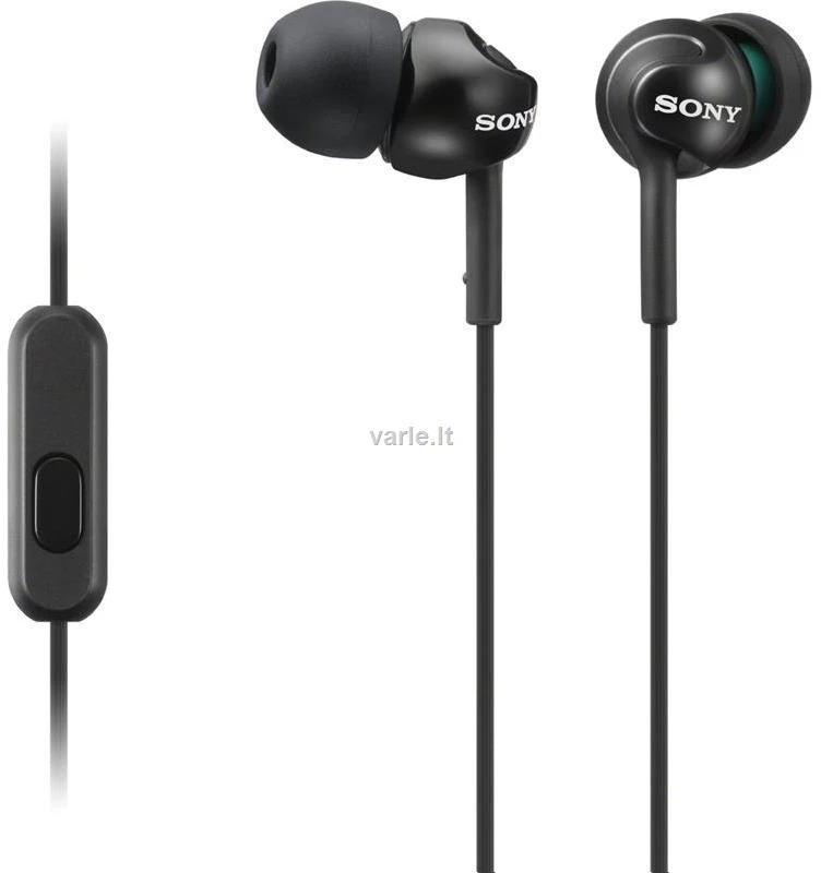 Į ausis įdedamos ausinės Sony MDR-EX110AP su mikrofonu, Juodos